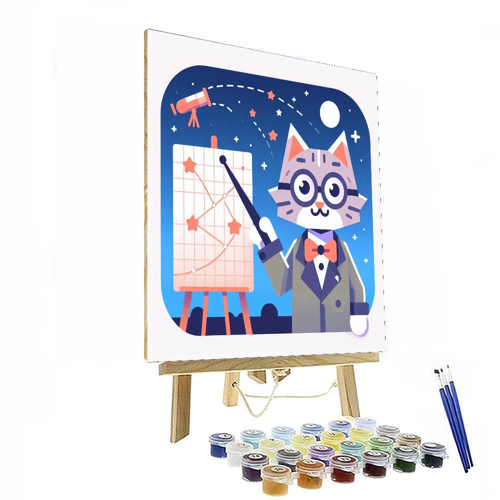 Astronomy Professor Cat Number Painting