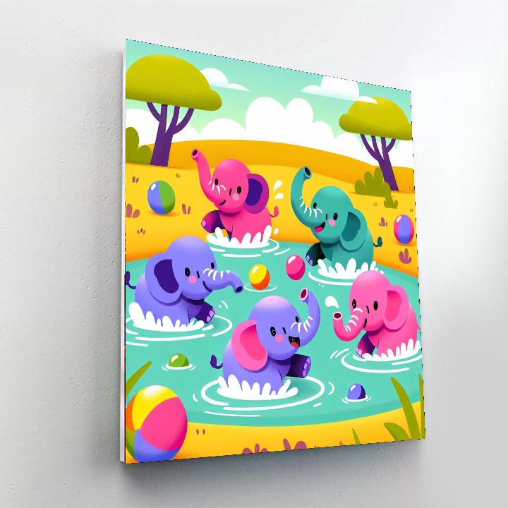 Elephant's Splashy Safari Paint By Numbers