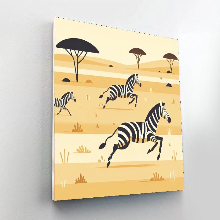 Artistic Zebra Gallop Number Painting