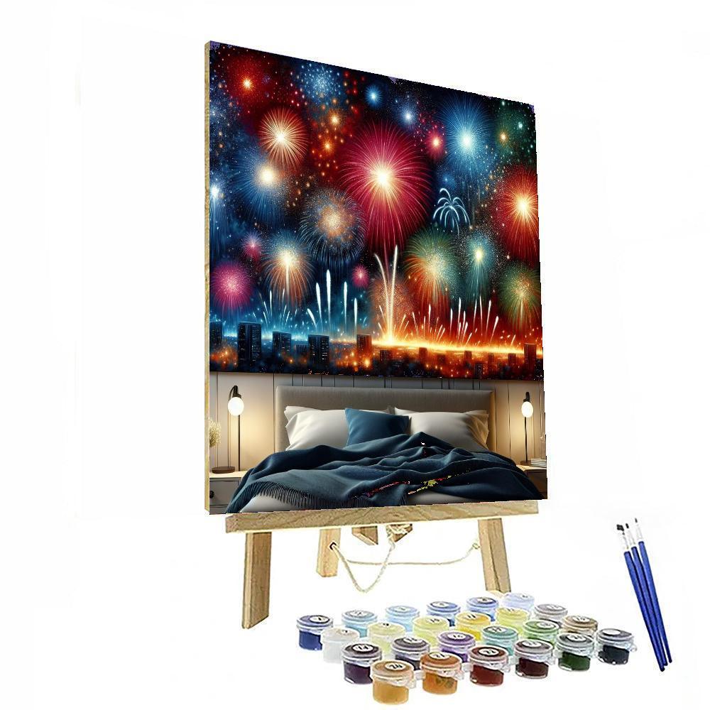 Dazzling Fireworks Show Paint By Numbers Art