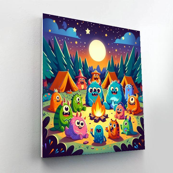 Friendly Monsters' Campout Paint By Numbers