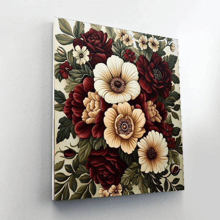 William Morris Inspired Victorian Elegance Bouquet  Paint By Color