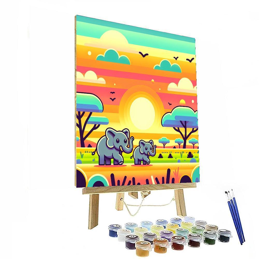 Cheerful Elephant Parade Painting Number Kit