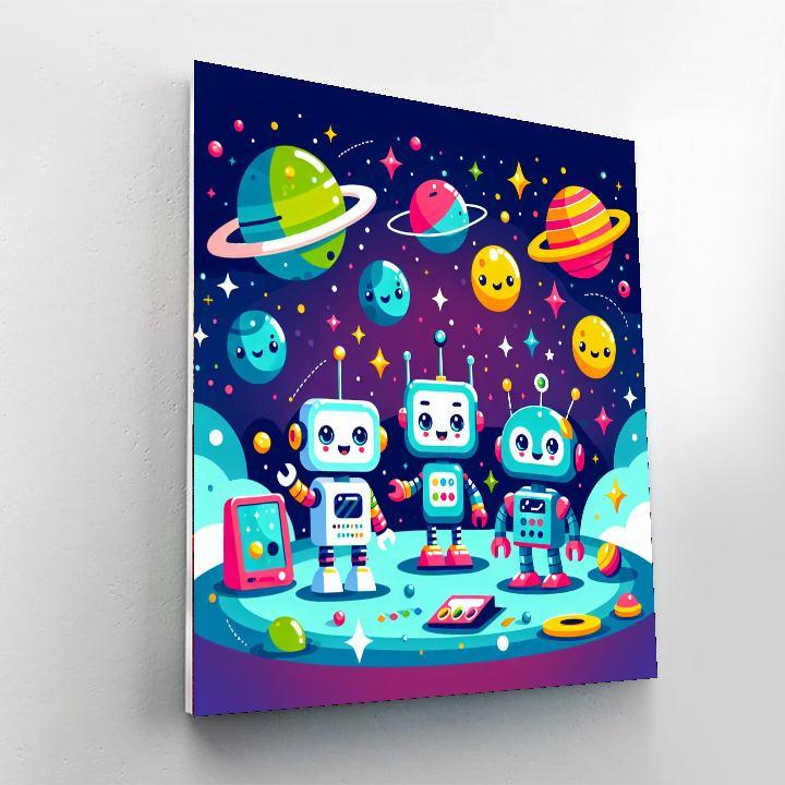 Galactic Adventure With Robots Paint By Numbers Kits