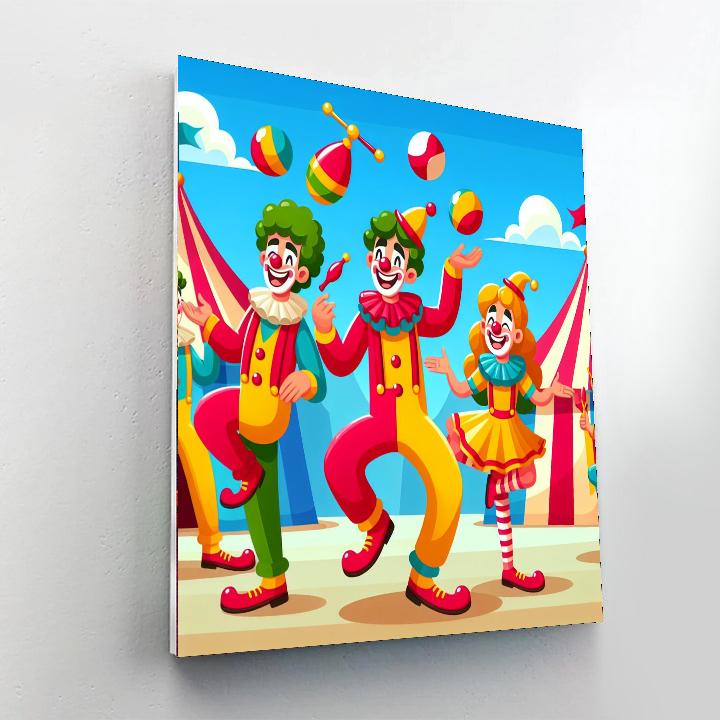 Circus Of Colorful Clowns Painting Number Kit