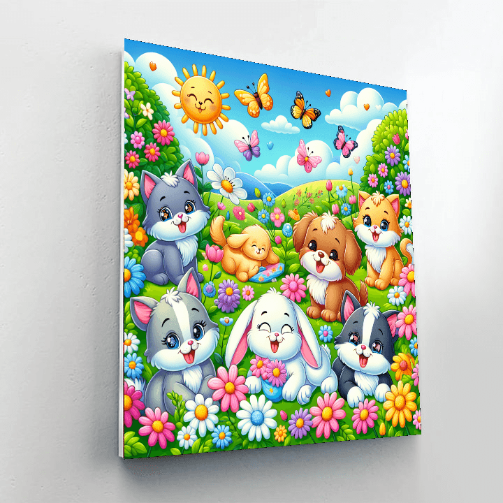 Cuddle Up With Pets Paint By Numbers Art