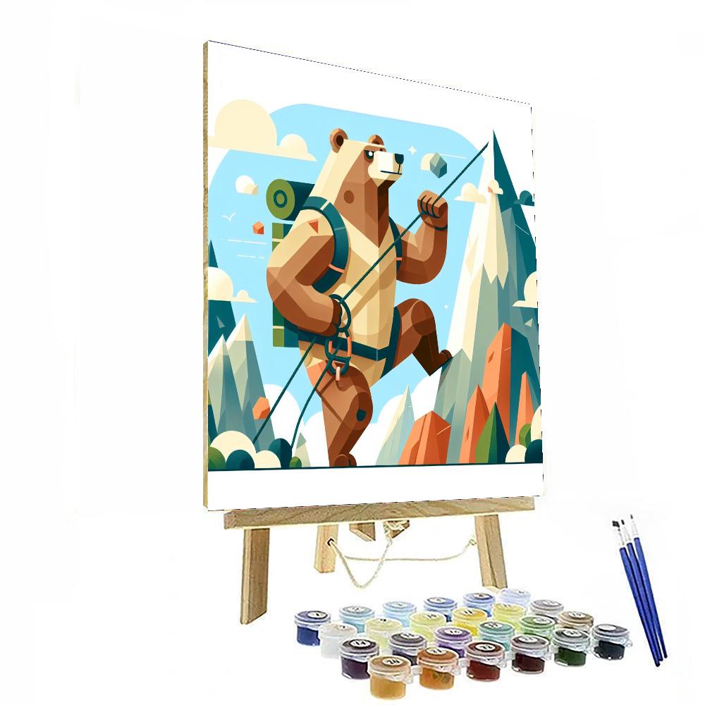 Mountain Climbing Bear Number Painting