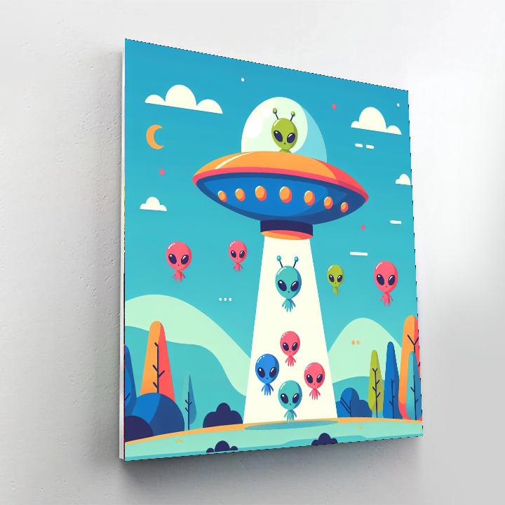 Flying Saucer Aliens Painting Number Kit