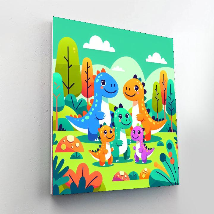 Silly Dinosaur Family Numbered Painting Kits