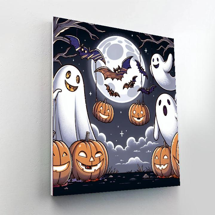 Giggling Ghosts At Halloween Paint By Numbers Art