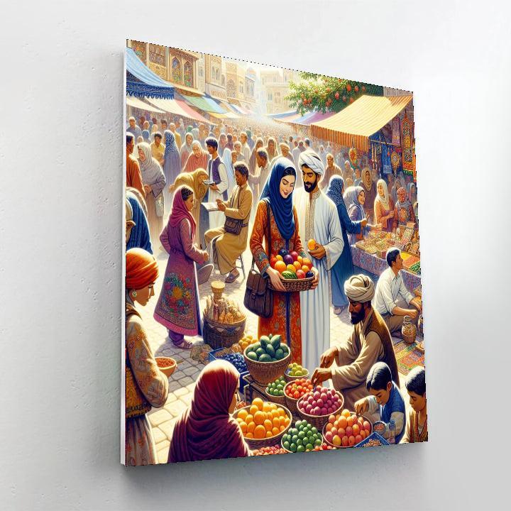 Lively Urban Street Market Number Painting