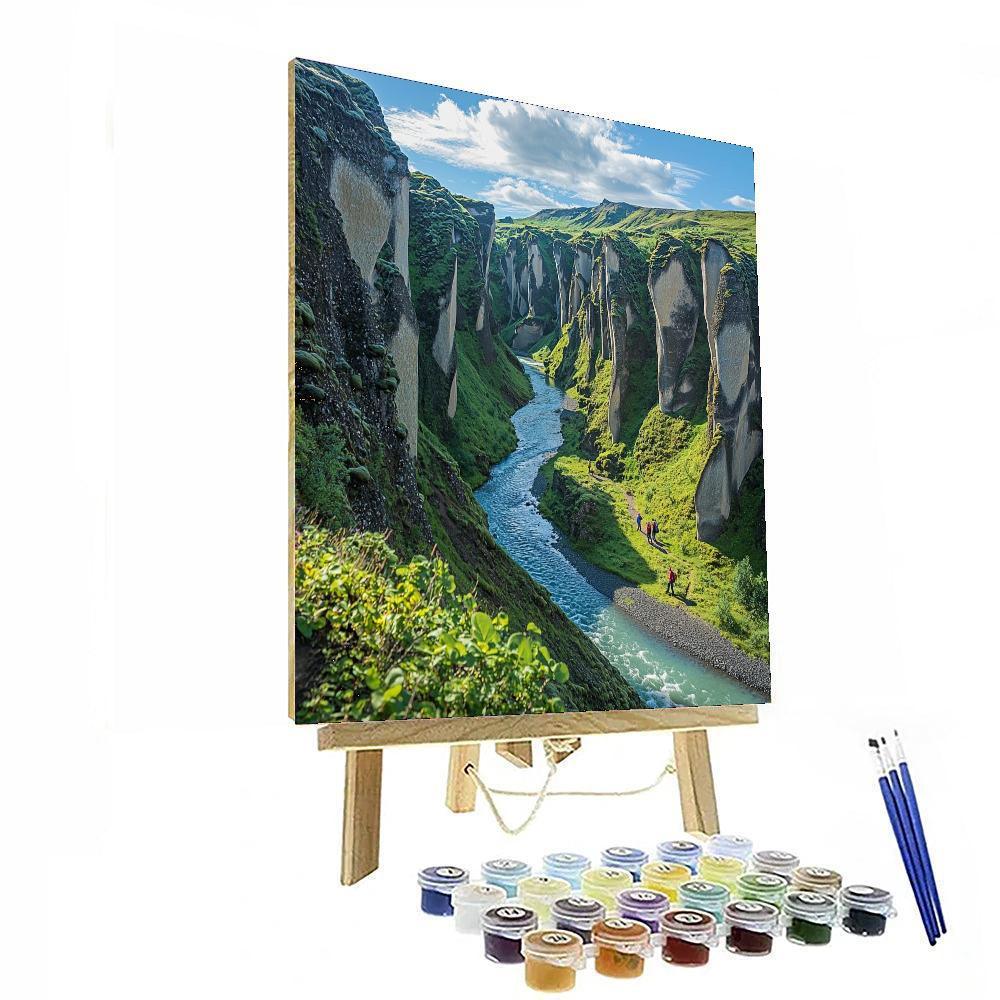Fjaðrárgljúfur Canyon Painting Number Kit