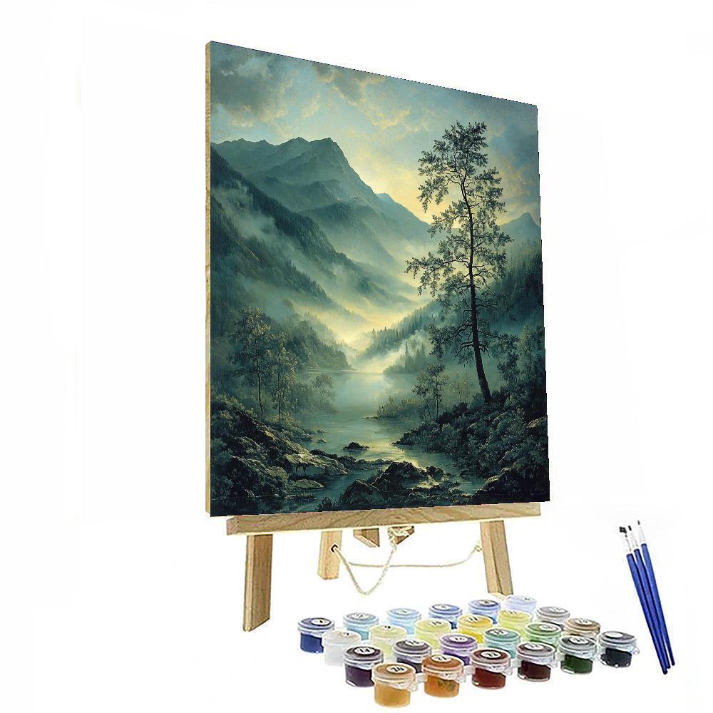 Caspar David Friedrich Inspired Meditative Mountains  Painting By Numbers Kit