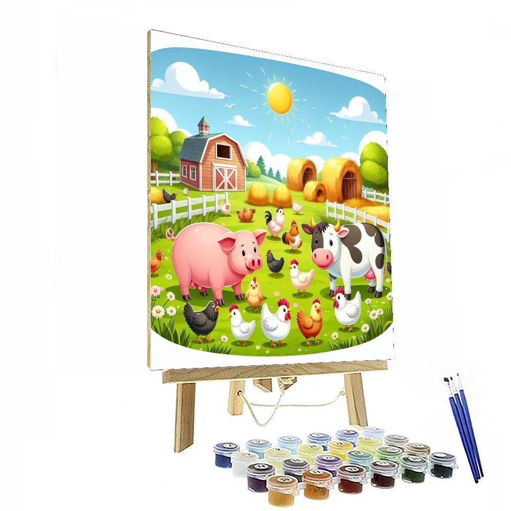 Playful Animal Farm Painting By Numbers Kit