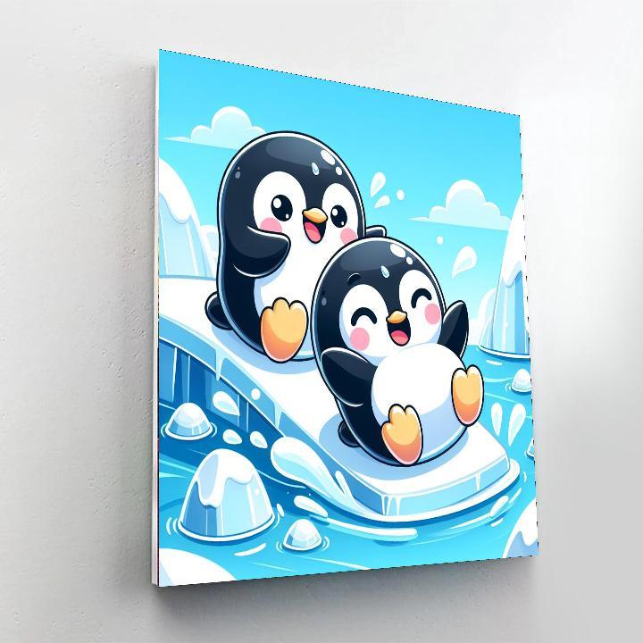 Charming Penguins On Ice Paint By Number