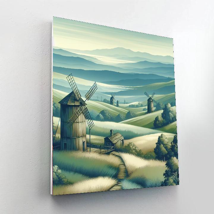 Whispering Windmill Fields DIY Paint By Numbers