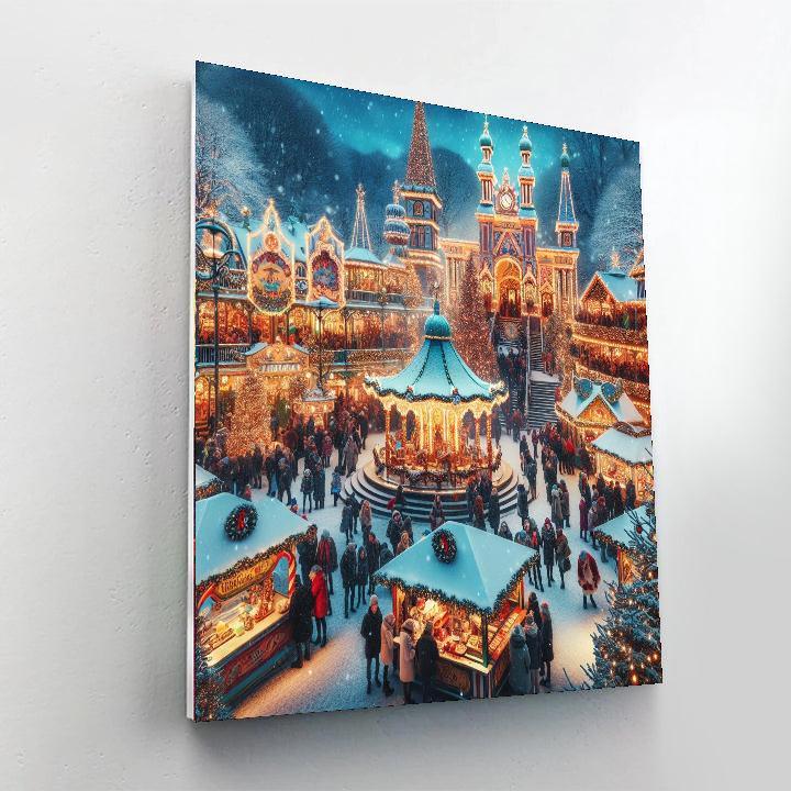 Tivoli Gardens Christmas Market - Copenhagen Painting By Numbers Kit