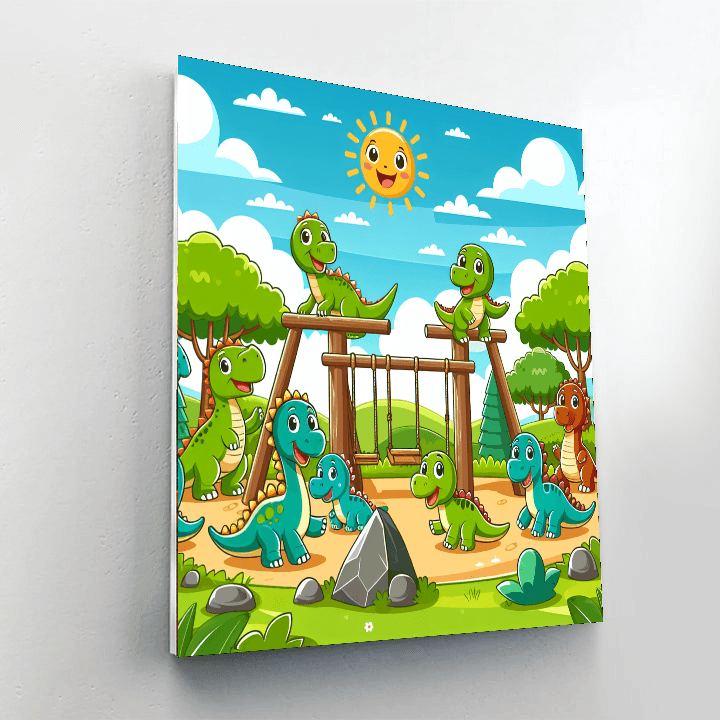 Playful Dinosaur Playground Paint By Color