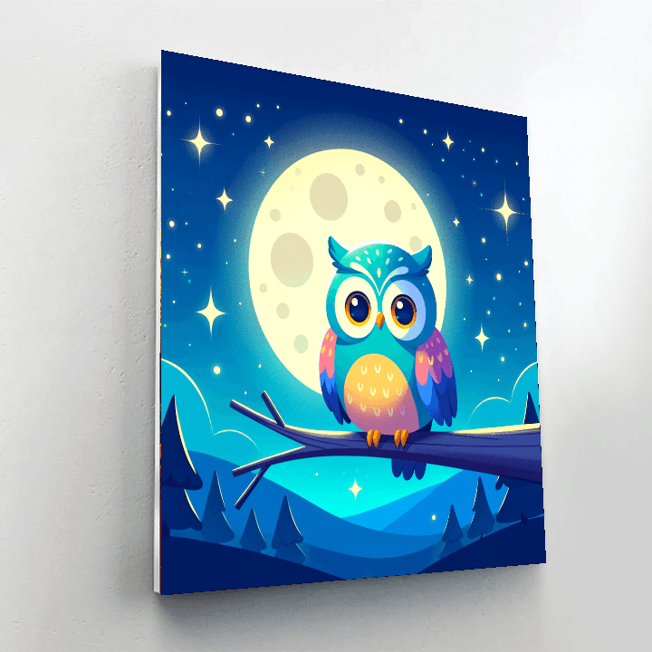 Curious Owl In The Moonlight Paint By Numbers Kits