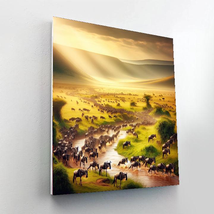 Masai Mara Wildebeest Migration - Kenya DIY Paint By Numbers