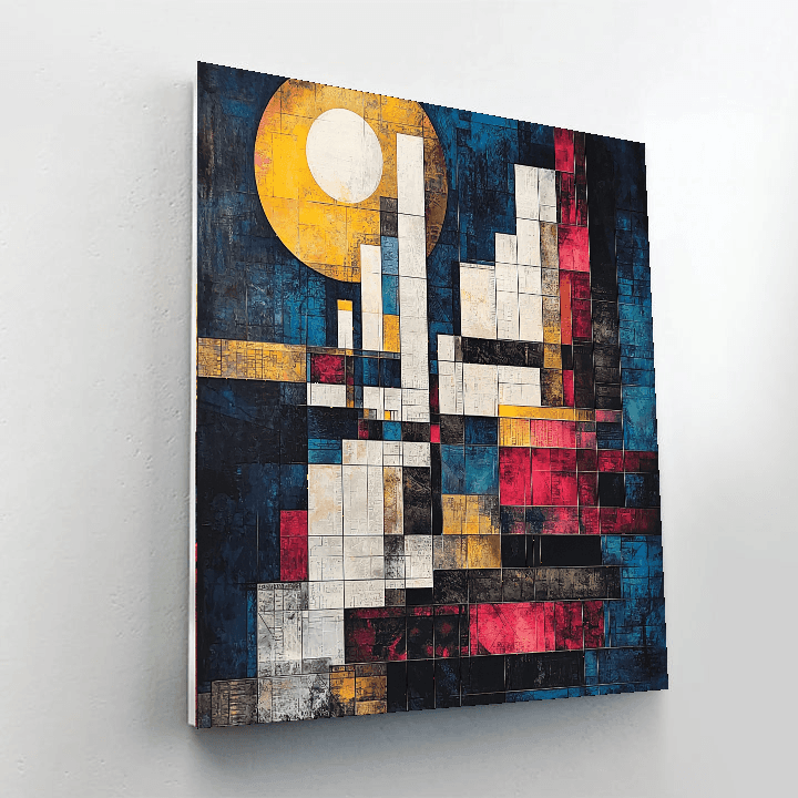 Piet Mondrian Inspired Geometric Cityscape  Paint By Color