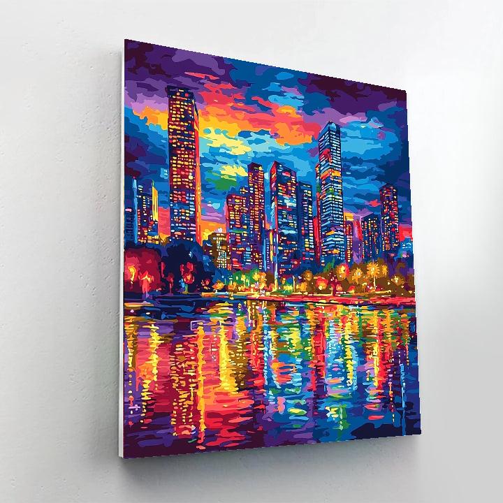 Roy Lichtenstein Inspired Vibrant Citylights  Paint By Numbers Kits