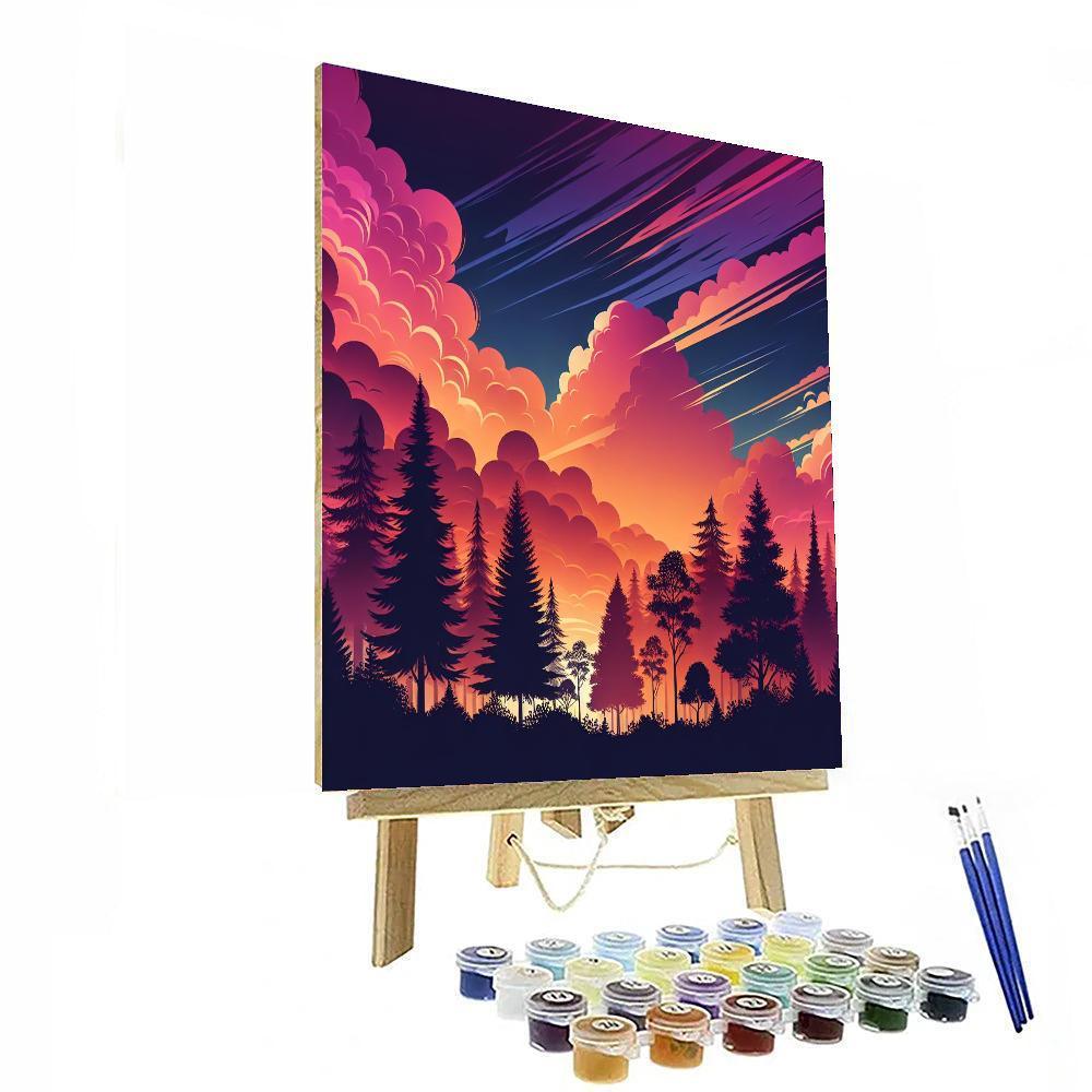 Elegant Sunset Silhouette Paint By Numbers