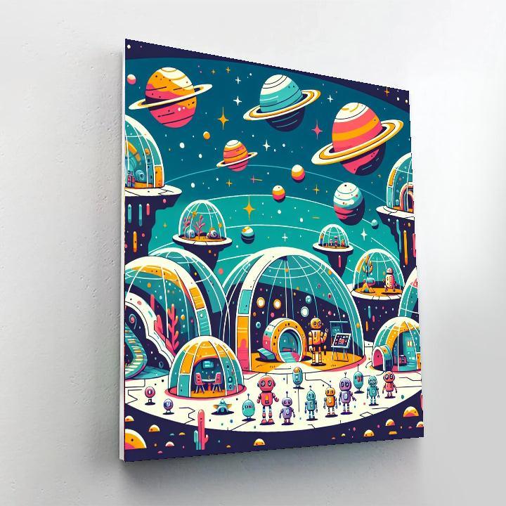 Futuristic Space Colony Paint By Numbers Art