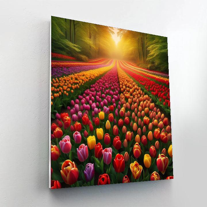 Elegant Tulip Garden Numbered Painting Kits