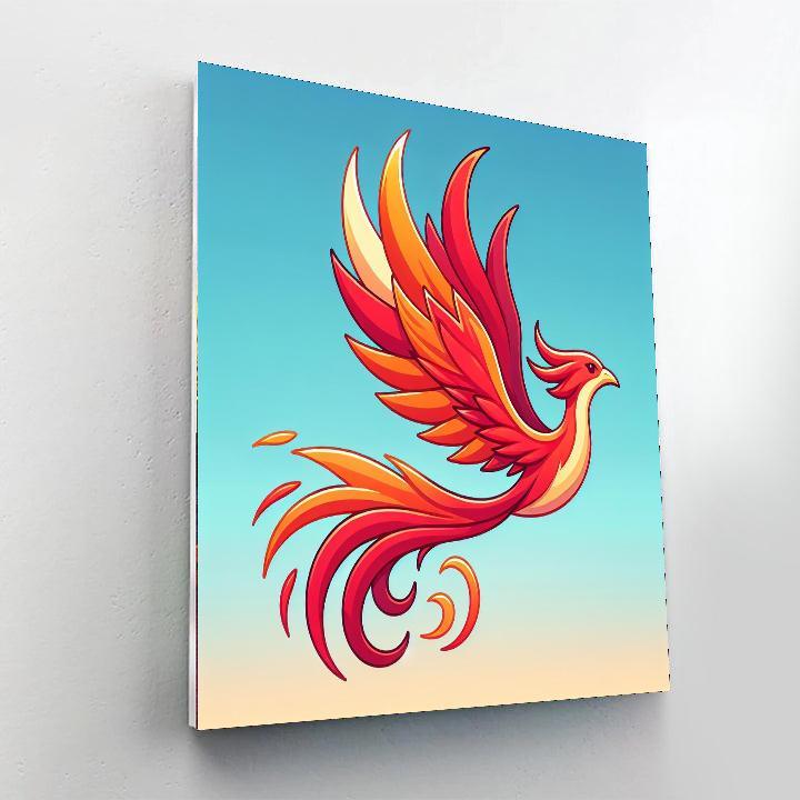 Fiery Phoenix Flight Number Painting
