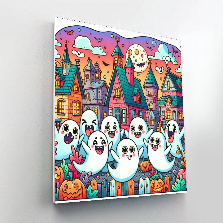 Spooky, Silly Ghost Town Paint By Numbers Art