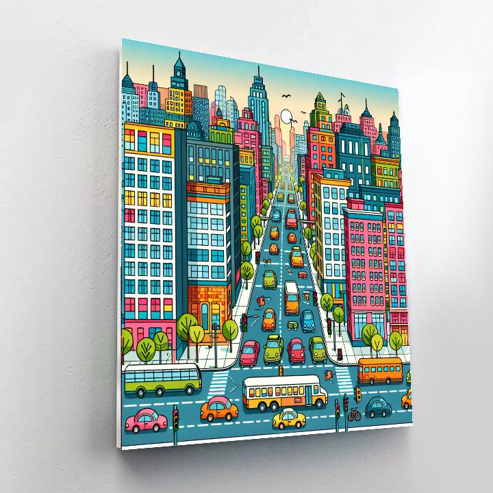 Busy Cityscape Puzzle Number Painting