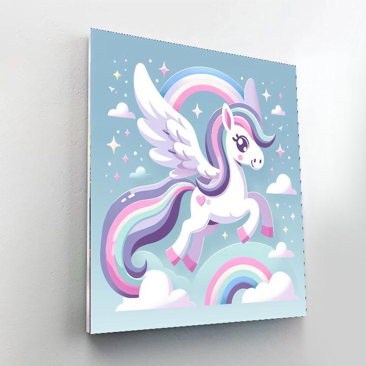 Mystical Pegasus In Flight Paint By Color