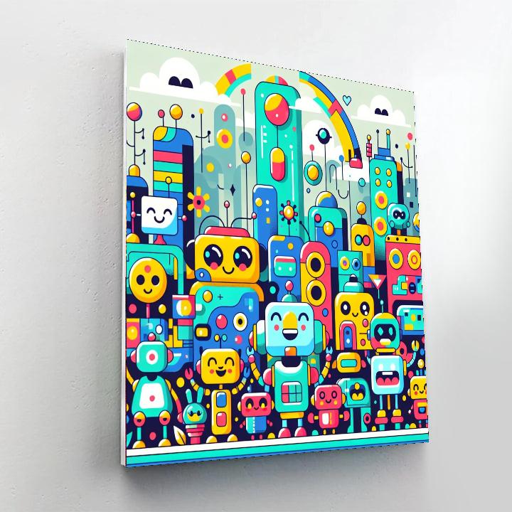 Robot Cityscape Adventure Paint By Numbers