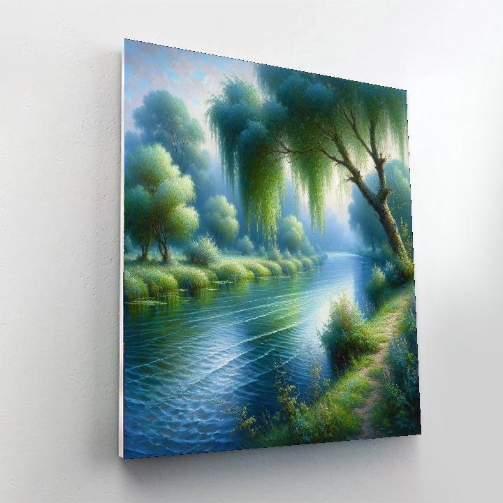 Serene Riverbank Tranquility Paint By Numbers Art