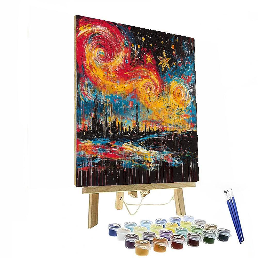 Jean-Michel Basquiat Inspired Celestial Dialogue  Paint By Numbers