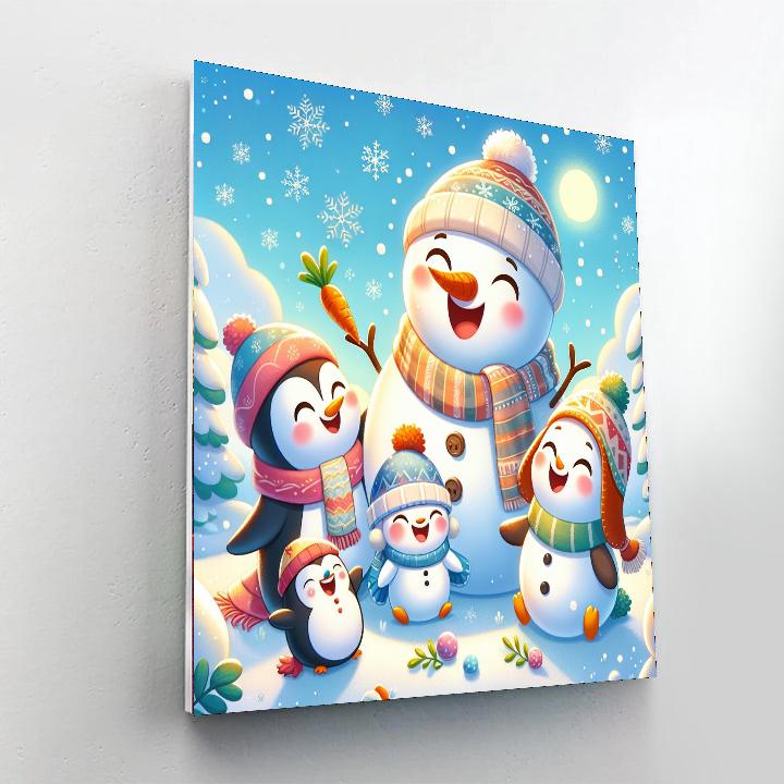 Giggling Snowman Family Numbered Painting Kits