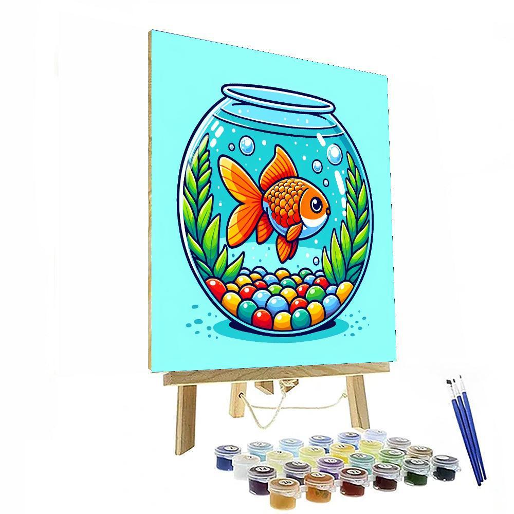 Charming Goldfish Bowl Painting By Numbers Kit
