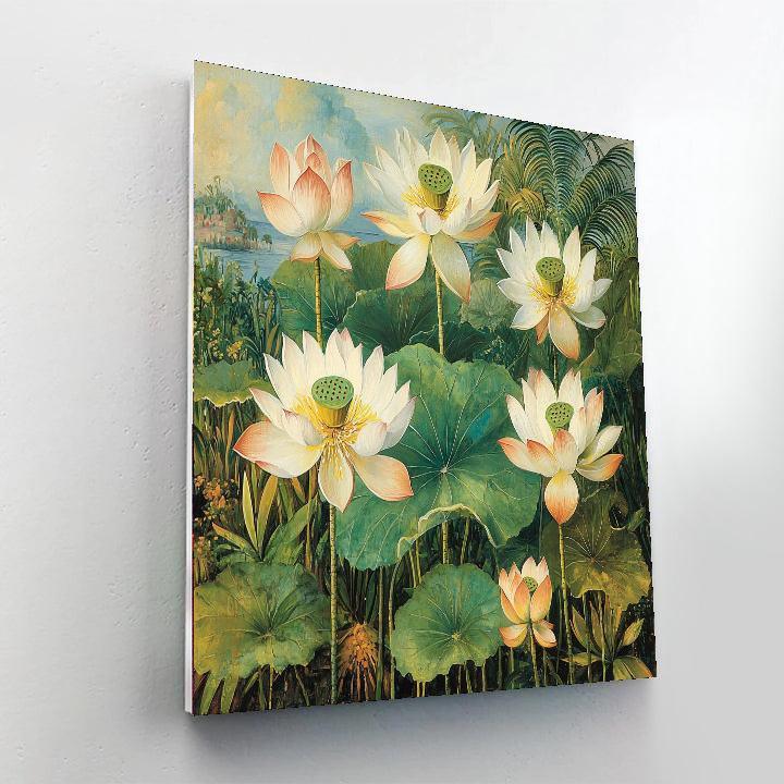 Nandalal Bose Inspired Lotus Blooming  Painting Number Kit
