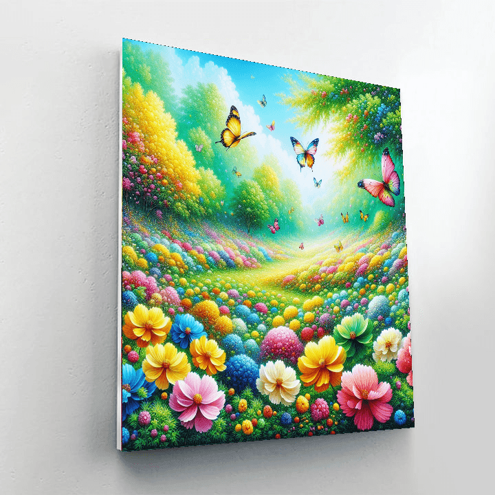 Radiant Butterfly Meadow Number Painting