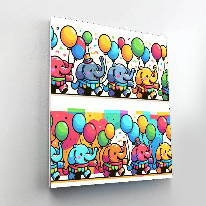 Gleeful Elephant Parade Paint By Number