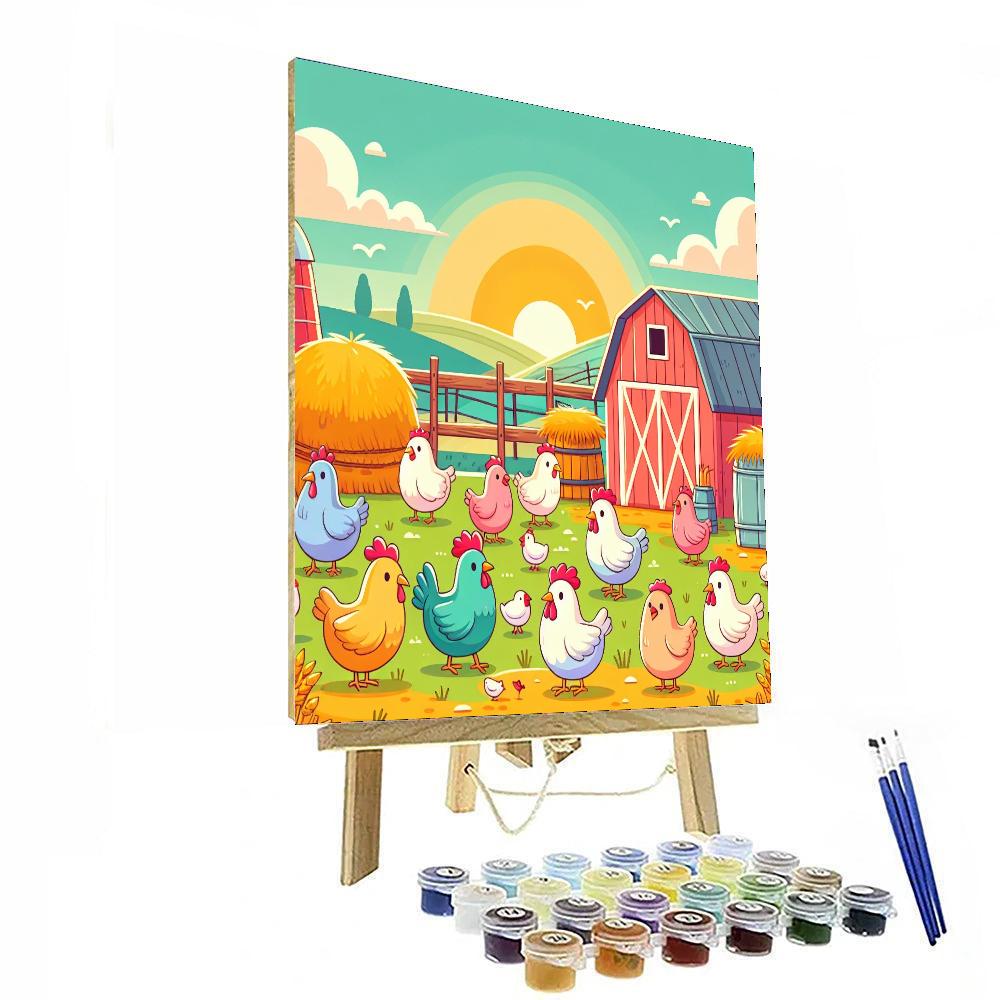 Chipper Chickens At Dawn Painting Number Kit