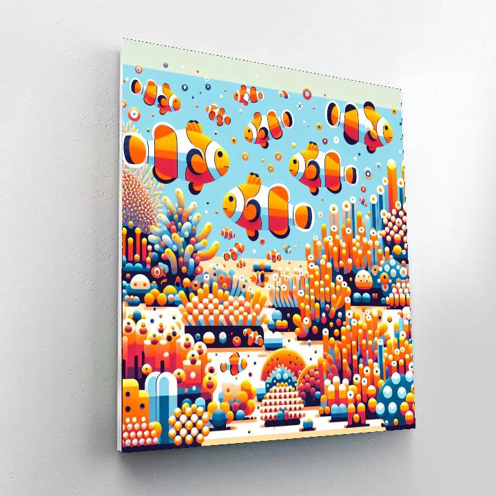 Cheerful Clown Fish School Painting Number Kit