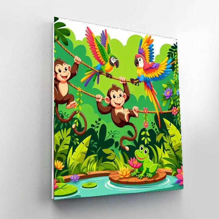 Funky Jungle Creatures Paint By Numbers Art