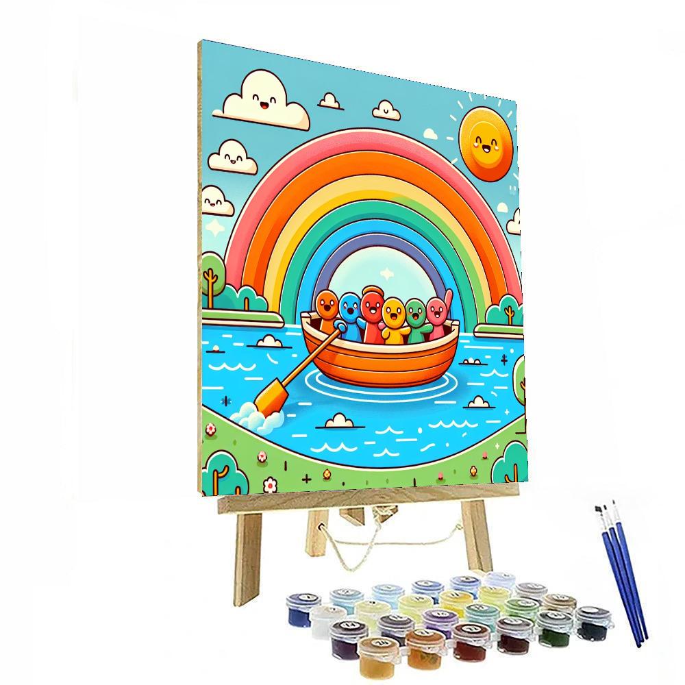 Sailing On A Rainbow Boat DIY Paint By Numbers