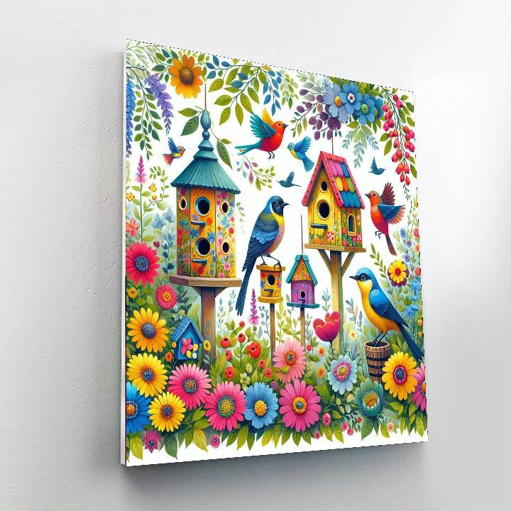 Charming Birdhouse Garden Numbered Painting Kits