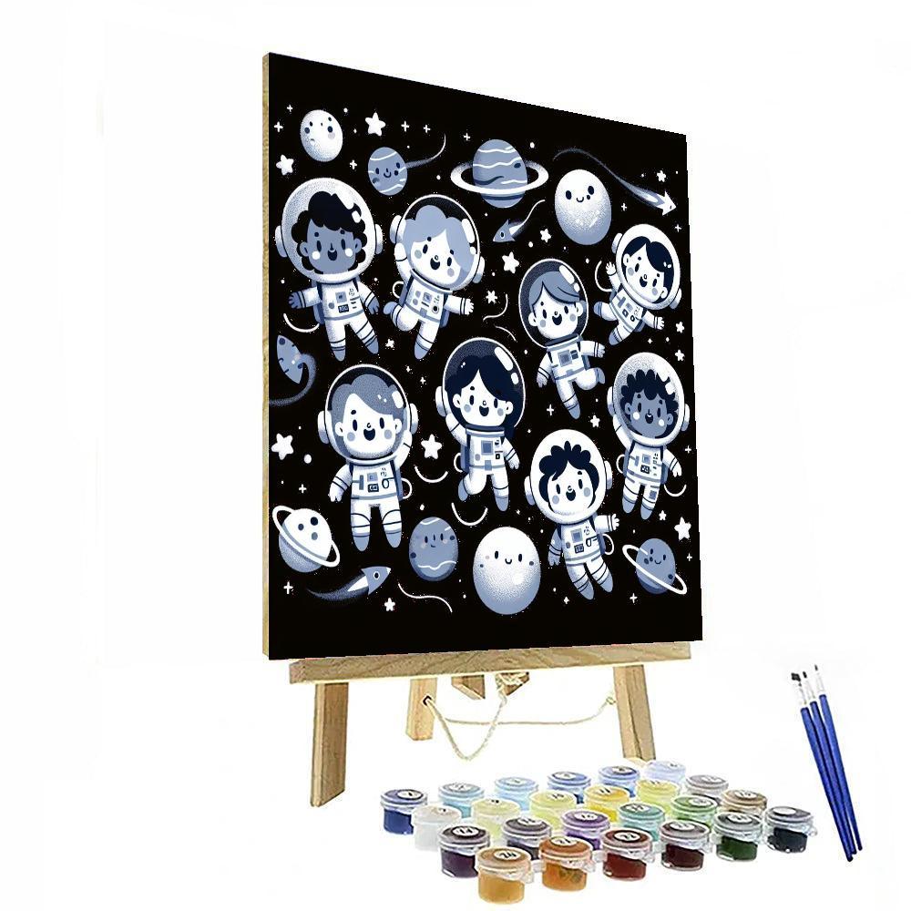 Cheerful Astronauts Paint By Color