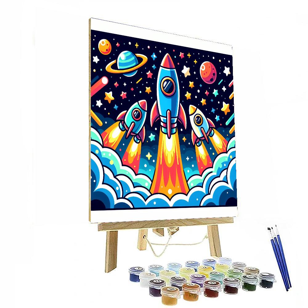Rocket Ship Race Paint By Number