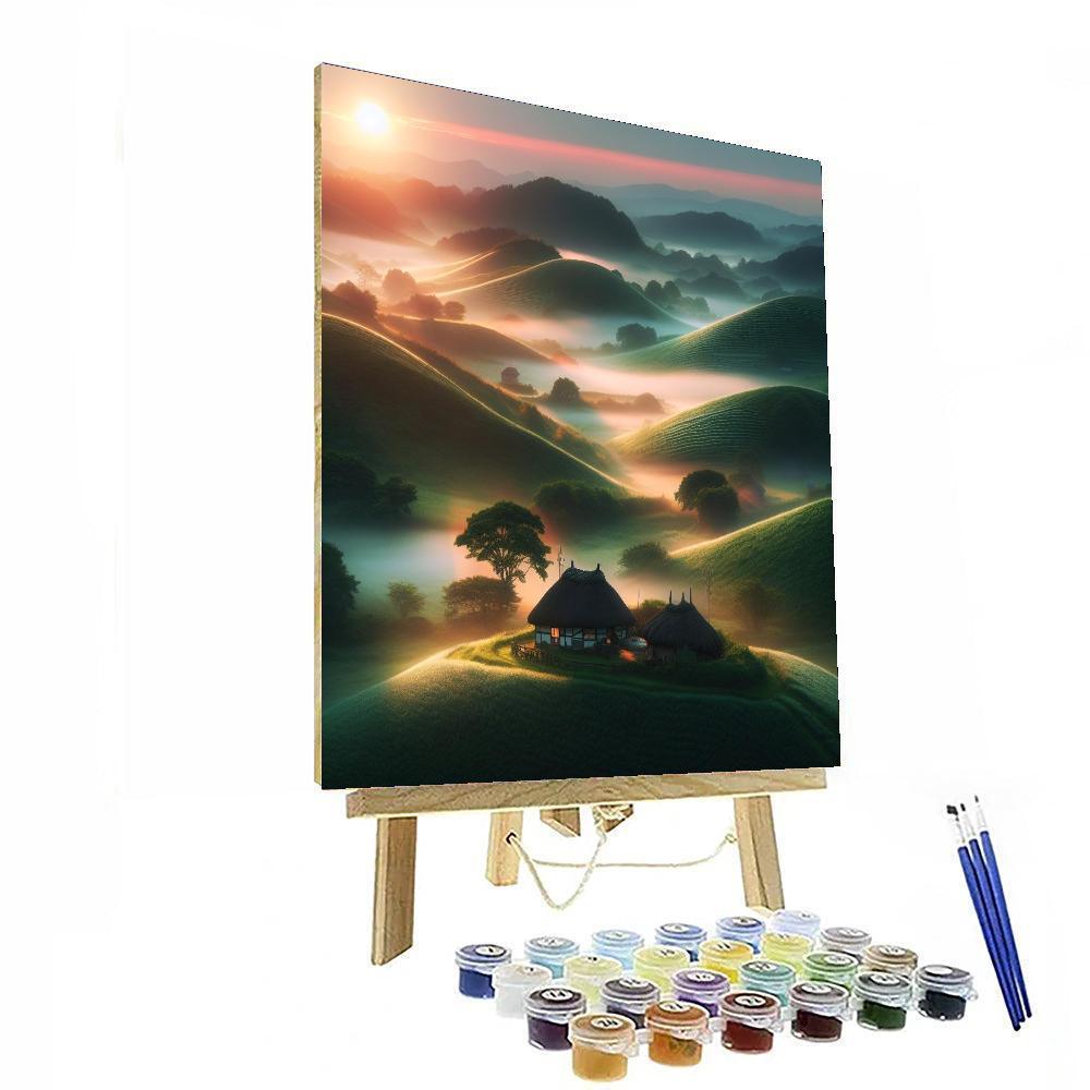 Serene Countryside Morning Number Painting