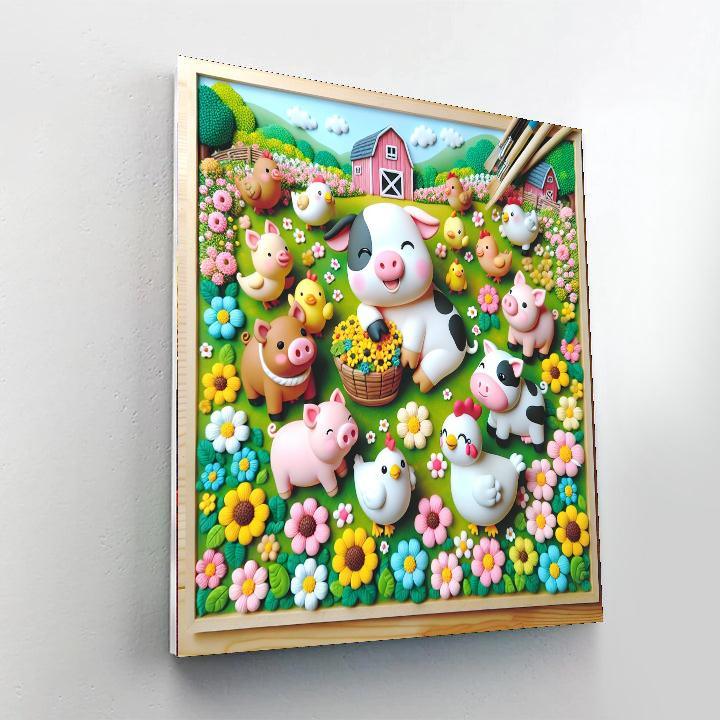 Frolicking Farm Friends Painting Number Kit